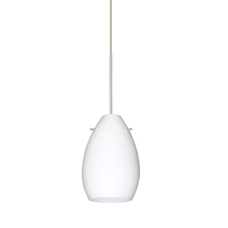 Besa Lighting Pera 6 Cord Pendant, Opal Matte, Satin Nickel Finish, 1x5W LED 1XT-171307-LED-SN